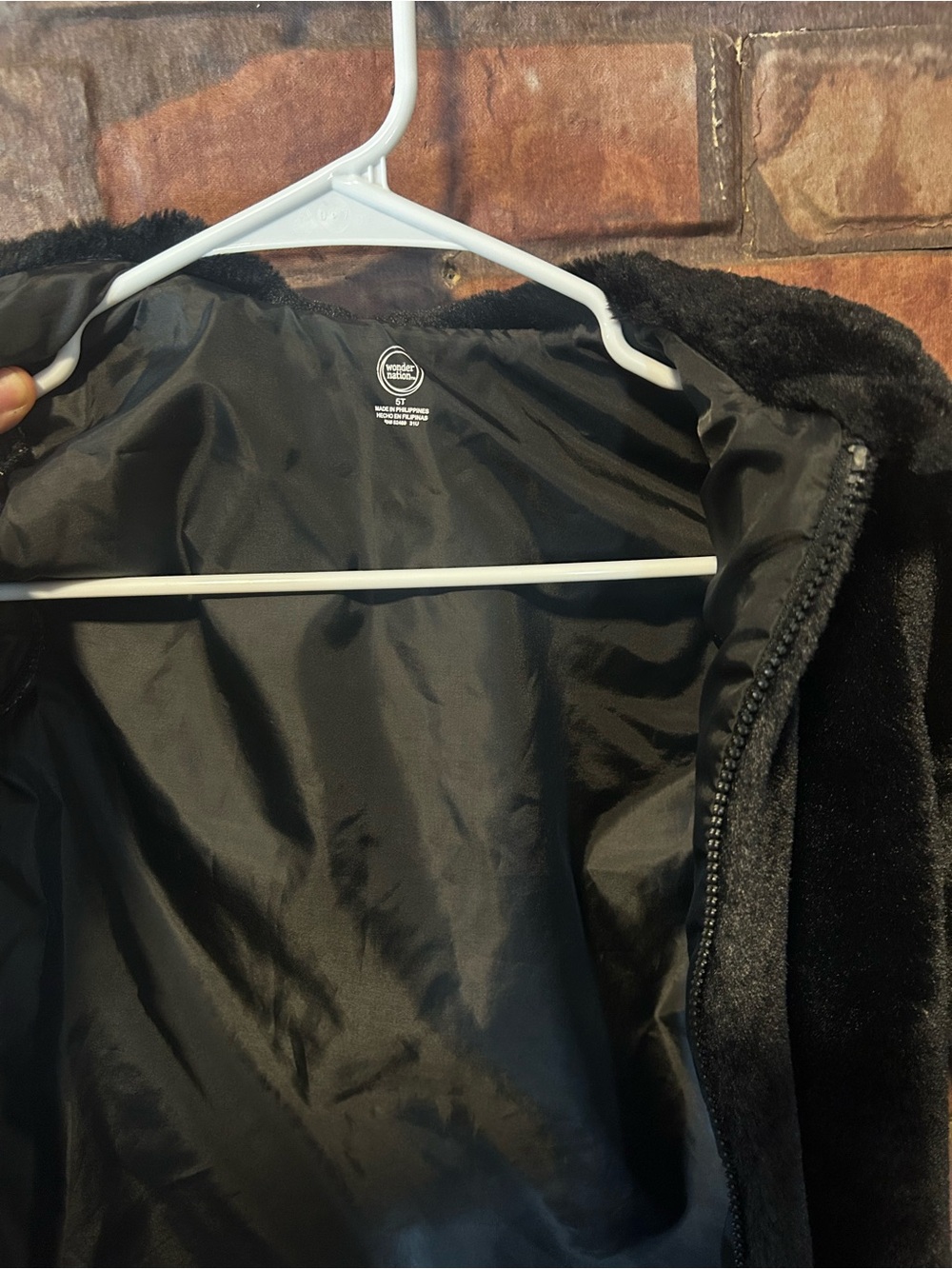 wonder nation Black Faux Fur Peacoat for Kids - Picture 3 of 3